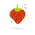 Sweet berry in doodle style isolated on white background. Vector cute icon. Concept art illustration with red strawberry Royalty Free Stock Photo